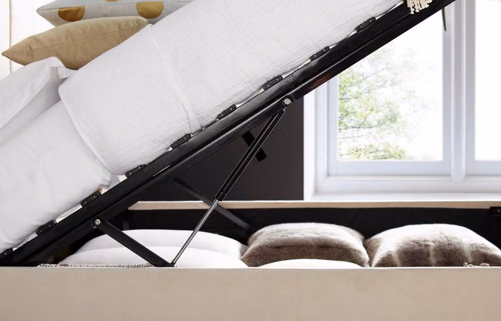 Bedmaster Aurora Upholstered Velvet Ottoman Bed Frame in Grey or Beige, W/D/H: 180 x 200 x 141.5 cm – 5