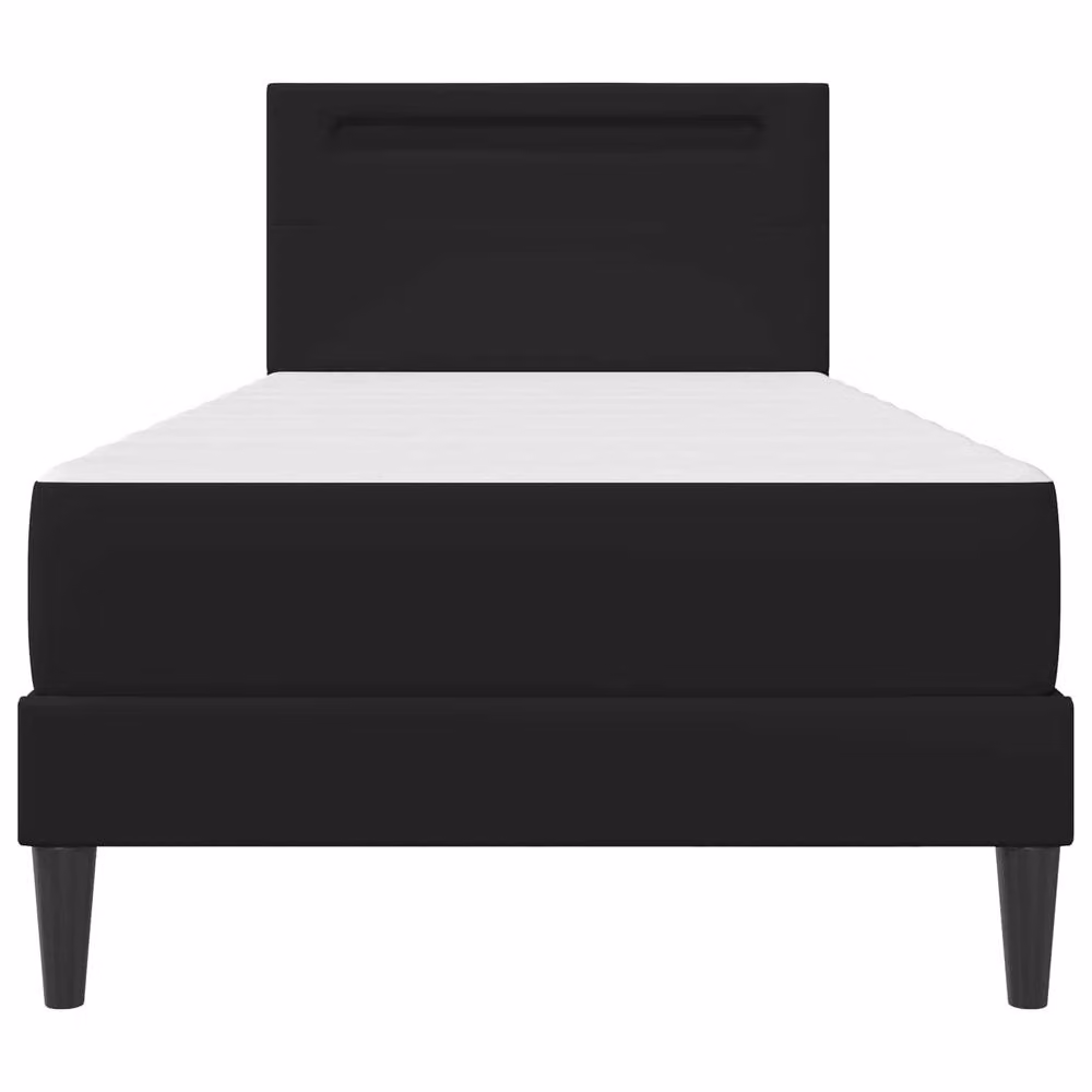 Berkfield Home Black Faux Leather Bed Frame with Under-Bed LED Strip Lights, W/D/H: 90 x 190 cm – 3