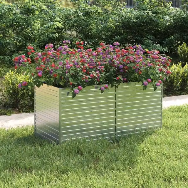 Berkfield Home Garden Galvanised Steel Raised Bed in Silver, W: 160 cm, D: 80 cm, H: 77 cm – 1