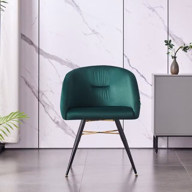 Life Interiors Vittorio LUX Set of 4 Velvet Dining Chairs in Green