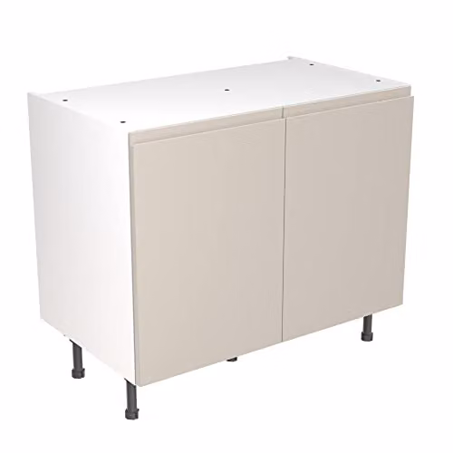 KITCHEN KIT Light Grey Gloss Flatpack Base Cabinet with J-Pull Soft Close Doors, W/D/H: 100.0 x 57.0 x 87.0 cm