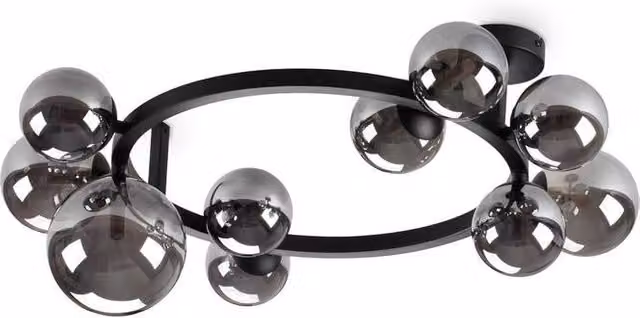 Ideal Lux Perlage 10 Light Globe Ceiling Light in Black with Grey Glass Spheres – 2