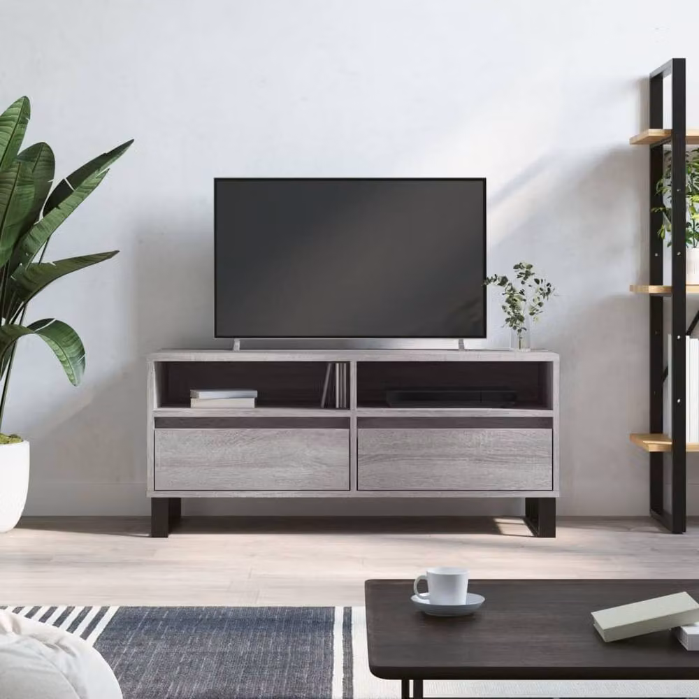 Berkfield Home Modern Grey Sonoma TV Cabinet W/D/H: 100 x 34.5 x 44.5 cm – 2