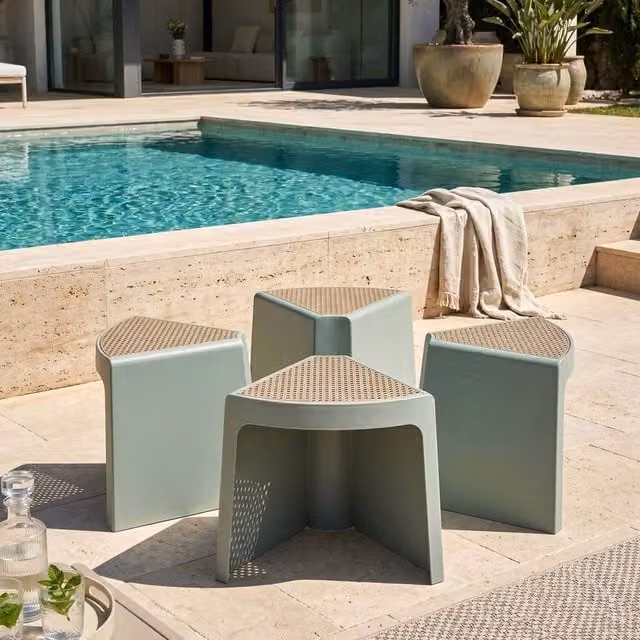 Wyld and Coco Mint Green Stackable Garden Stools, Set of 4 – 1