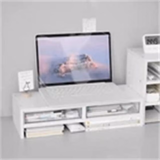Nordara White Wood Computer Desktop Monitor Stand, Width: 100 cm
