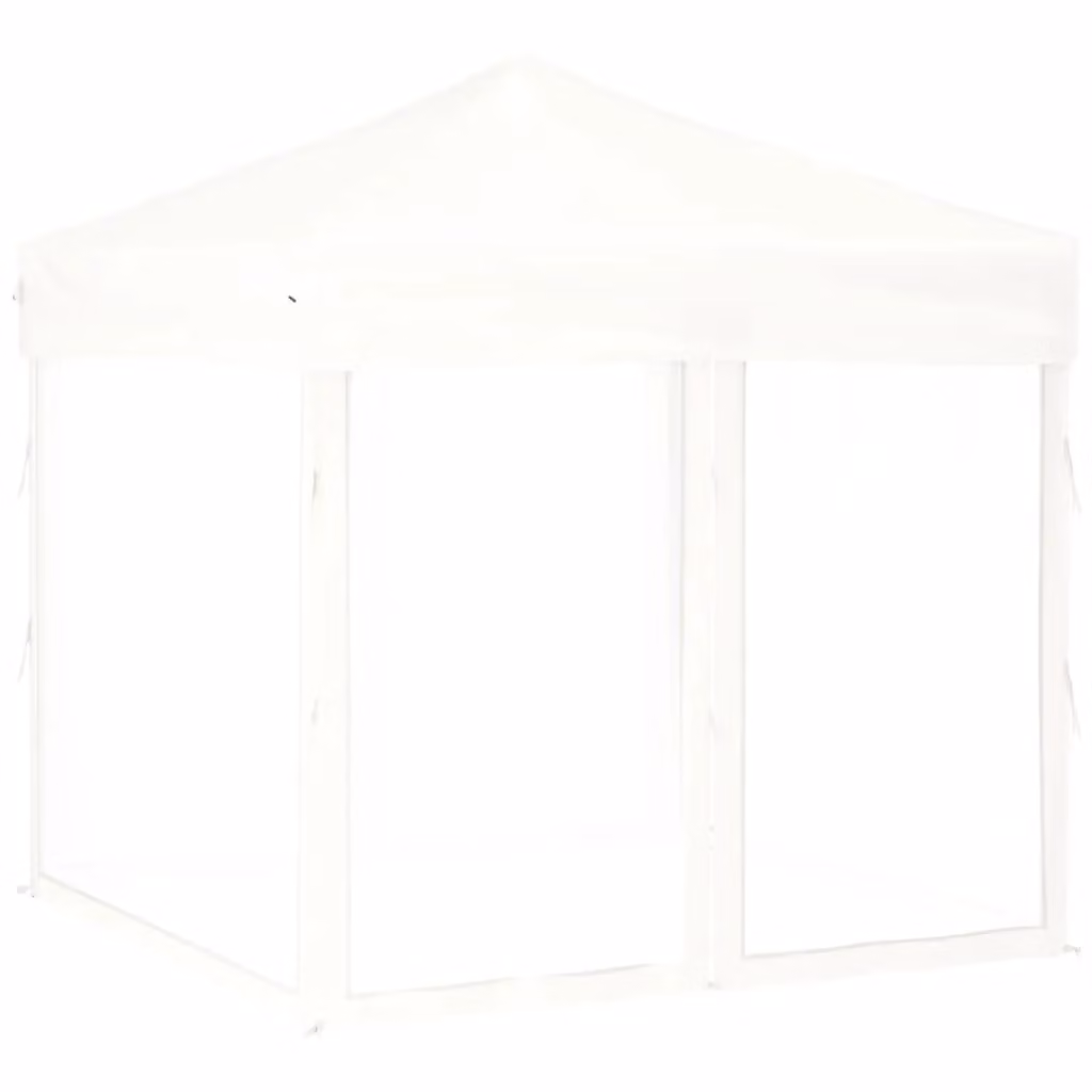 Berkfield Home Folding Party Tent with Sidewalls in White and Silver, W/D/H: 2 x 2 x 2 m – 2