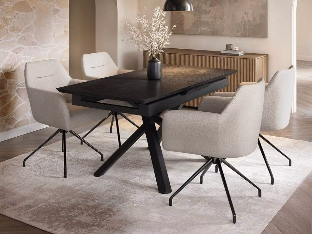 Solace+Co Isla Set of 2 Cream Bouclé Swivel Dining Chairs with Armrests – 4