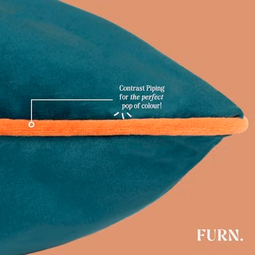 Furn Meridian Velvet Piped Square Cushion in Blue or Pink, W/D/H: 55 x 55 x 55 cm – 3