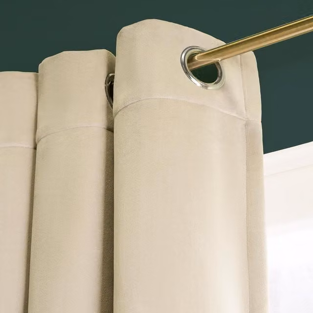 OHS Thermal Velvet Eyelet Curtains in Beige