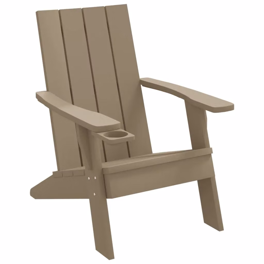 Berkfield Home Garden Adirondack Chair in Light Brown Polypropylene, W/D/H: 75 x 88.5 x 89.5 cm – 2