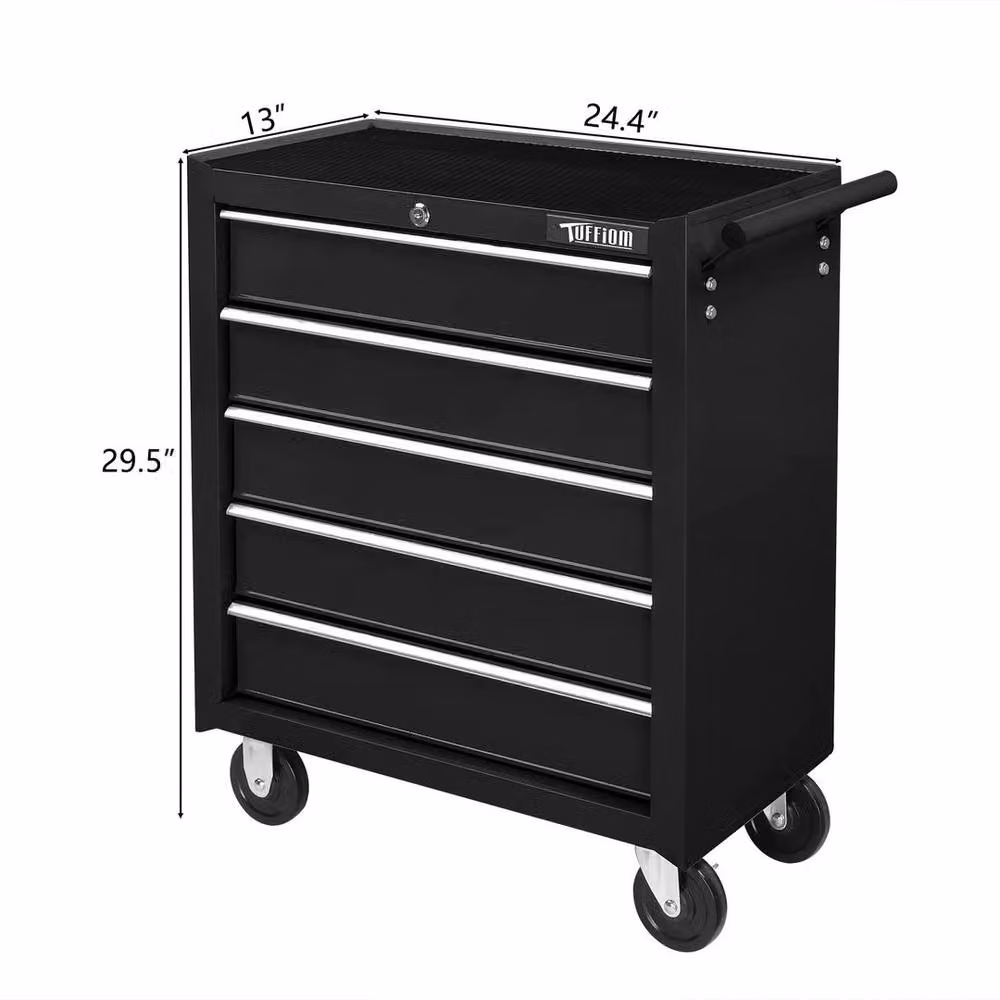 Kelvenix 5-Drawer Steel Tool Storage Cabinet in Black with Lockable and Rollable Design – 2