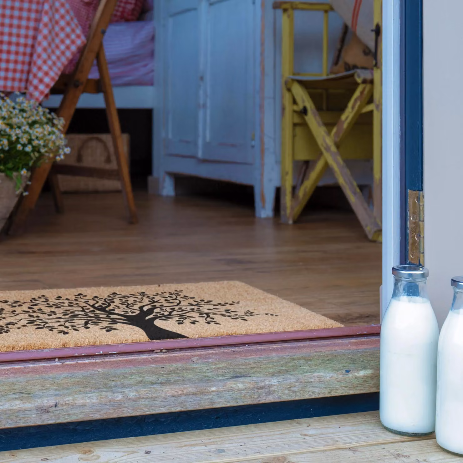 Artsy Mats Tree of Life Harmony Double Door and Patio Coir Doormat in Black and Multicolour, W: 120 cm, D: 40 cm – 2