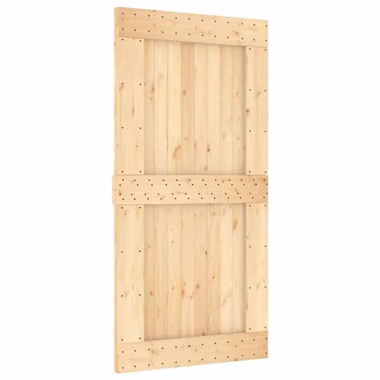 Berkfield Home Modern Sliding Wood Door with Hardware Set, Brown, W: 100 cm, H: 210 cm