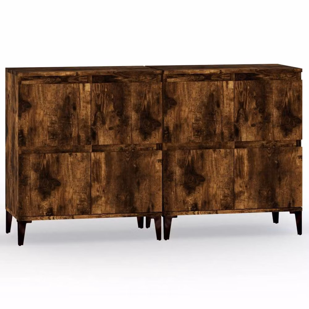 Berkfield Home Set of 2 Smoked Oak Sideboards in Brown, W/D/H: 60 x 35 x 70 cm – 2