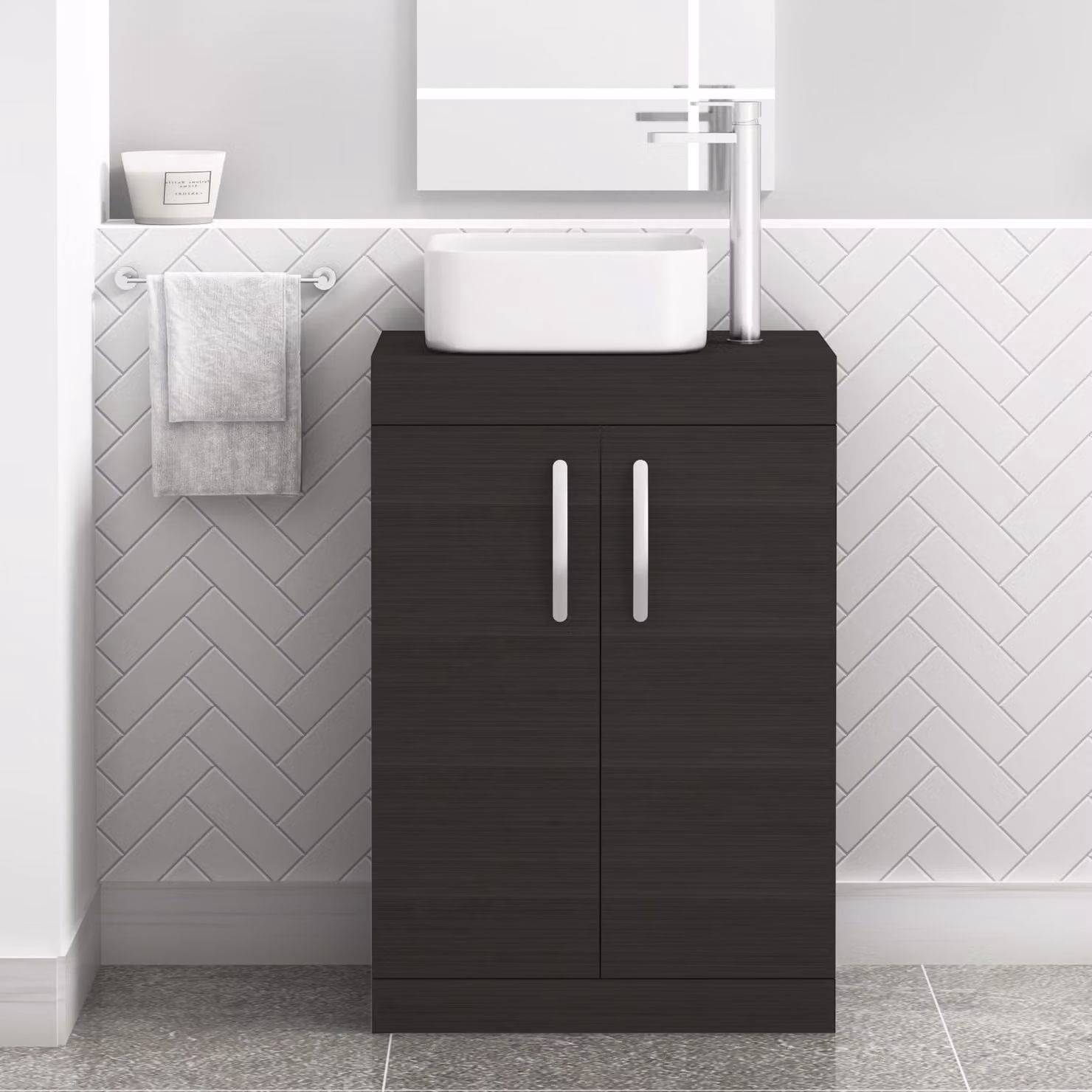 Royal Bathrooms Hale Black 2 Door Freestanding Bathroom Vanity Unit with Elena Countertop Basin