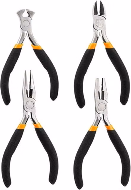 Toolmak Mini Pliers Set of 4 in Black and Orange, Made from Hardened Steel