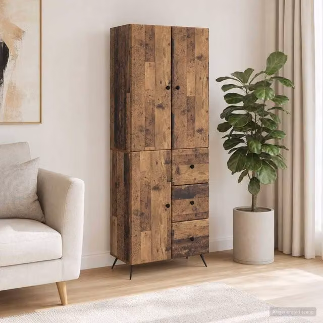 Berkfield Home 2-Piece Industrial Style Cabinet Set in Brown Old Wood and MDF