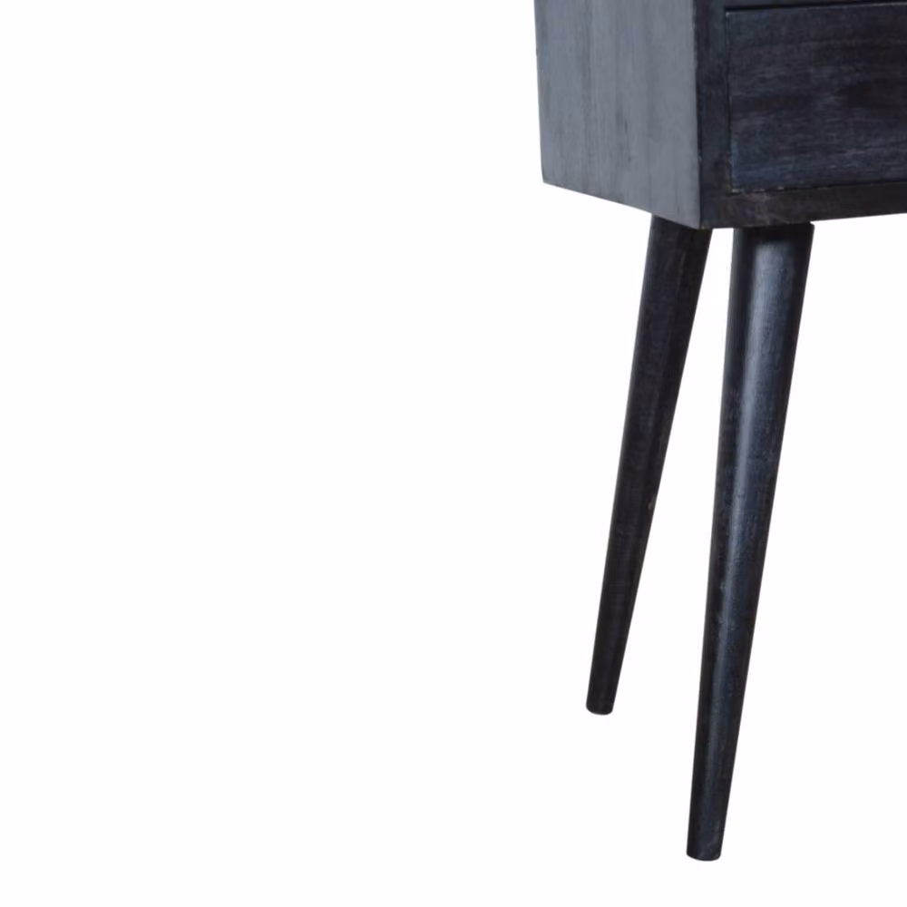 Direct Wicker Black Solid Wood Ash Bedside Table with 1 Drawer and 1 Open Slot, W/D/H: 30 x 30 x 57 cm – 4
