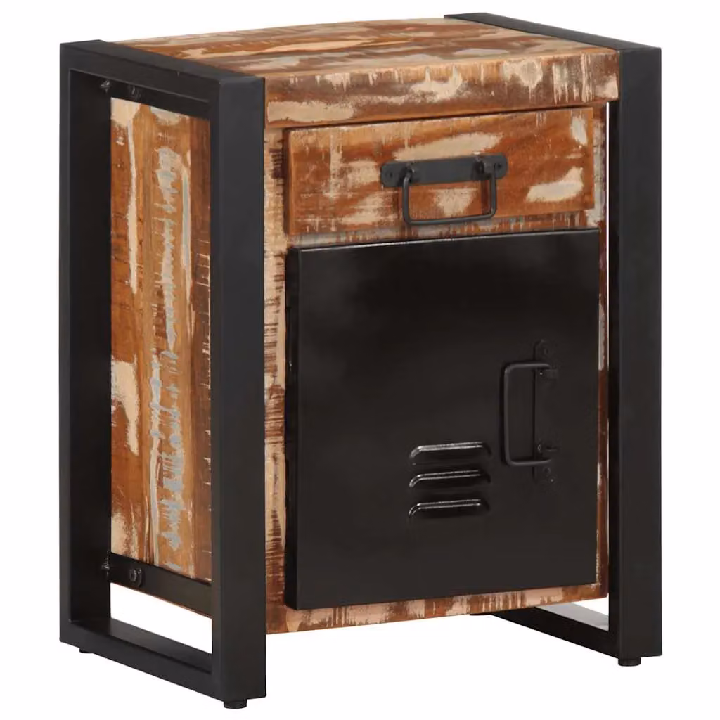 Berkfield Home Set of 2 Rustic Mango Wood and Metal Bedside Cabinets in Multicolour – 2