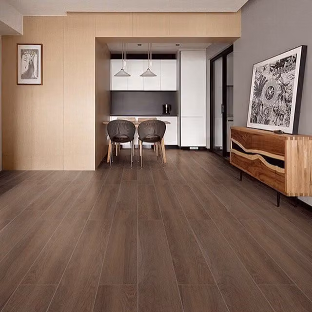 Livingandhome Self-adhesive Rustic Wood Look PVC Laminate Plank Flooring, Brown