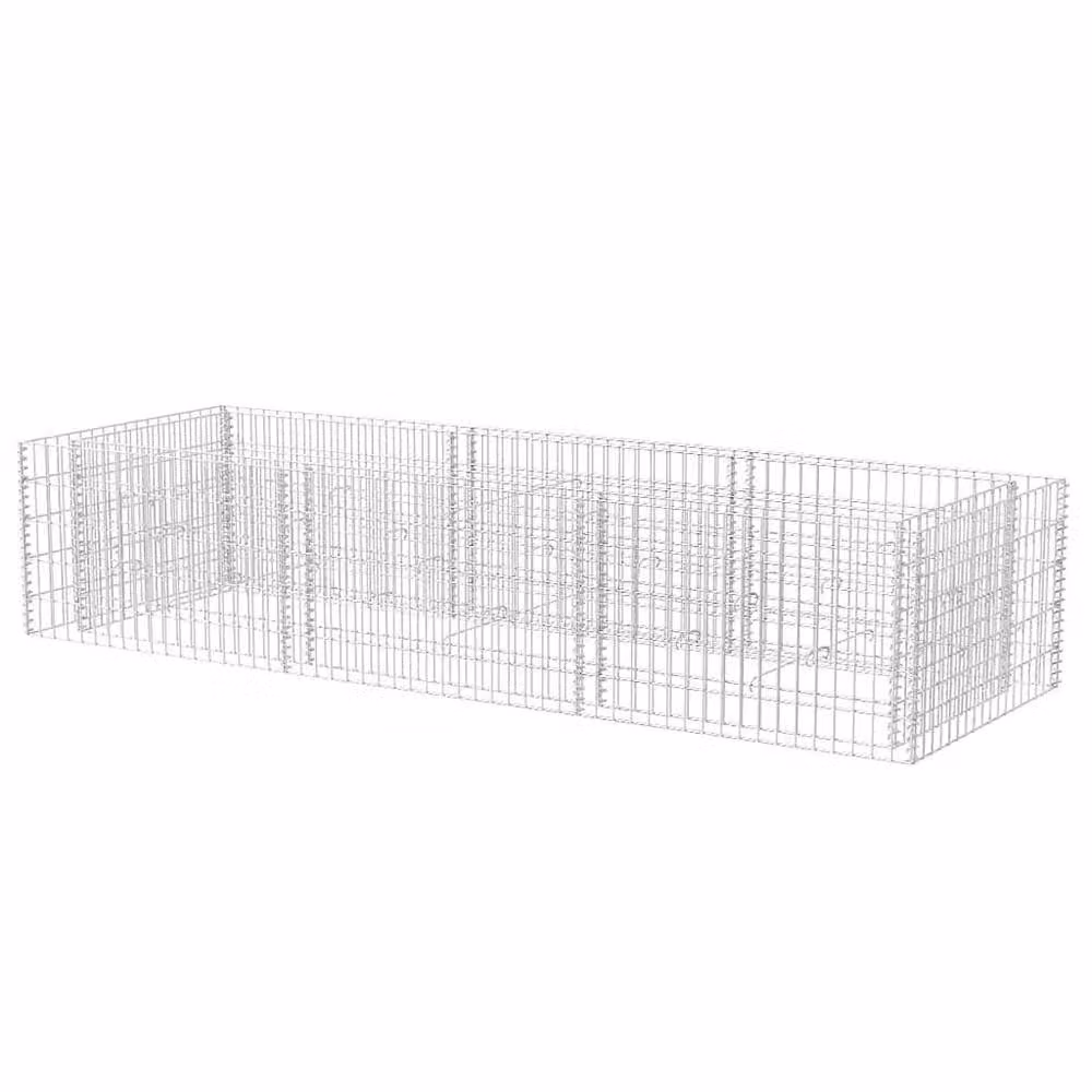 Berkfield Home Durable Galvanised Steel Gabion Raised Bed in Silver, W: 270 cm, D: 90 cm, H: 50 cm – 3