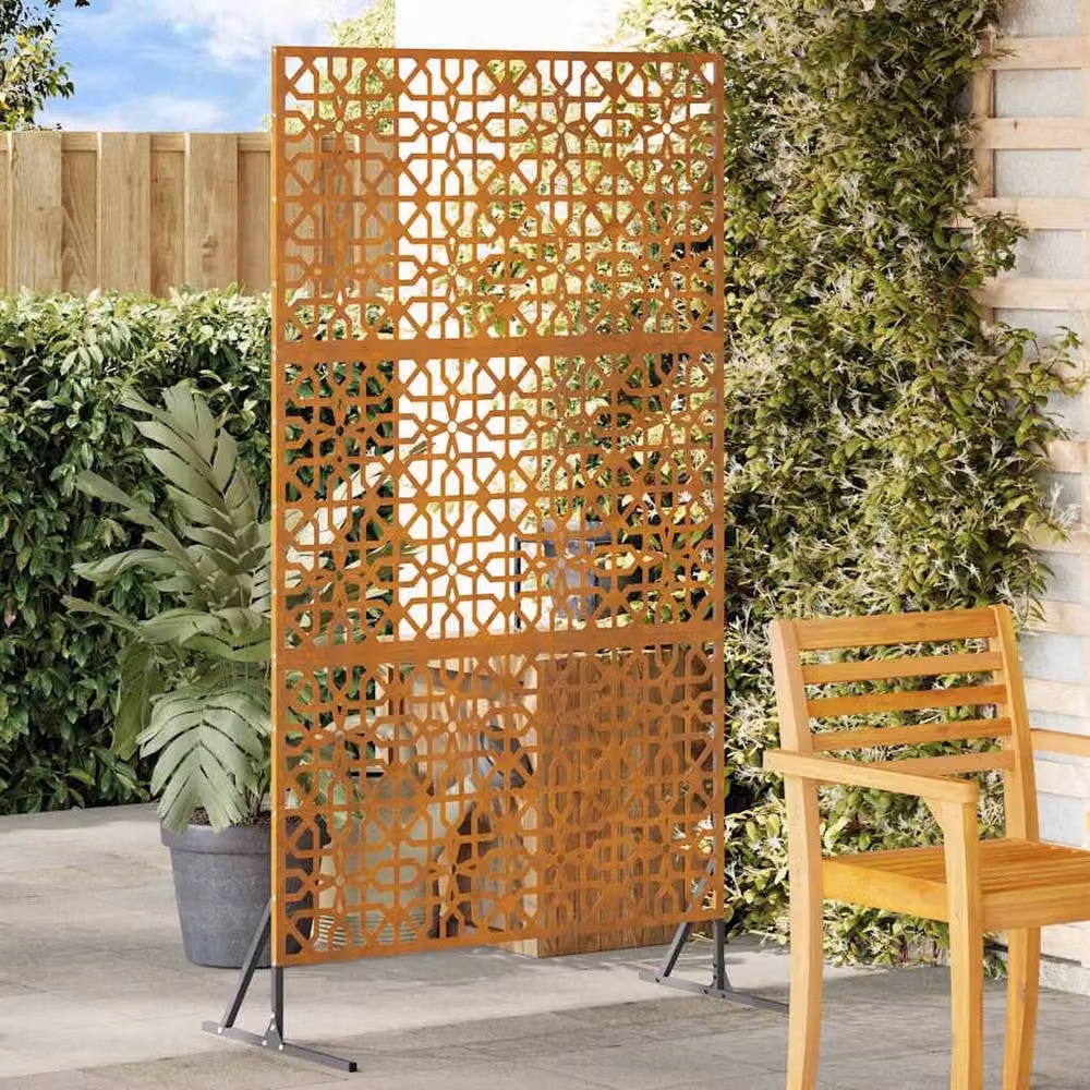 Berkfield Home Brown Weathering Steel Privacy Screen, W: 100 cm, D: 50 cm, H: 180 cm – 2