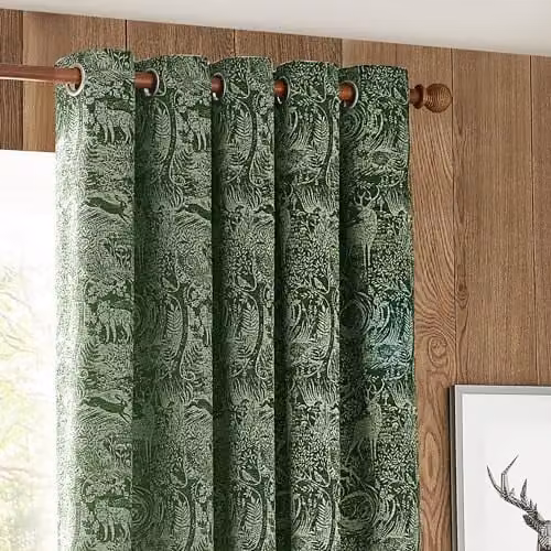 Riva Home Winter Woods Chenille Eyelet Curtains, Green, 2 Panels, Width: 229 cm, Drop: 229 cm – 3