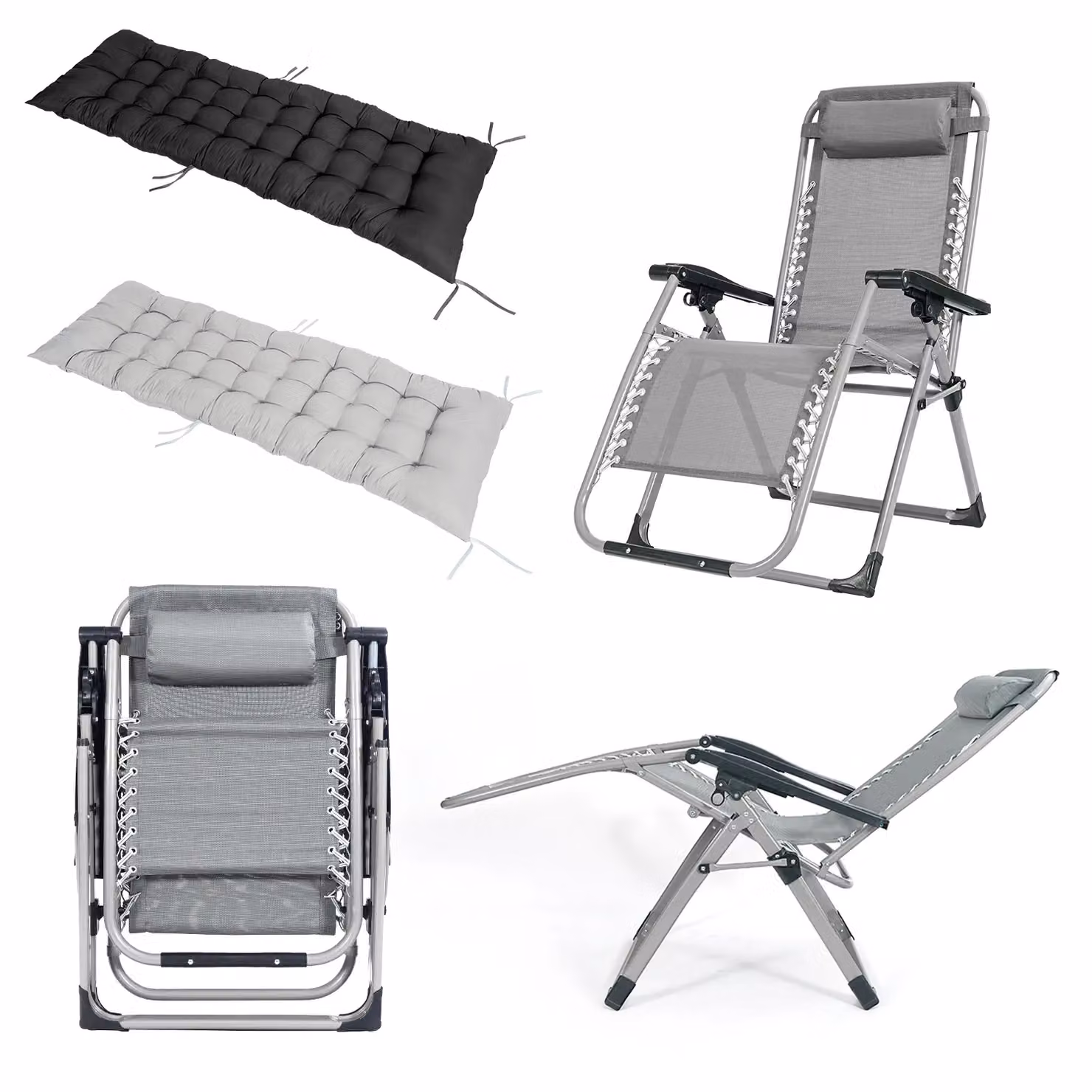 Smart Living Zero Gravity Reclining Chair with Cushion and Pillow in Grey – 4