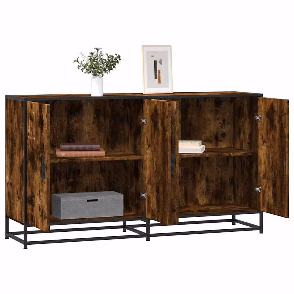 Berkfield Home Smoked Oak Sideboard in Brown, W/D/H: 134 x 35 x 76 cm – 2