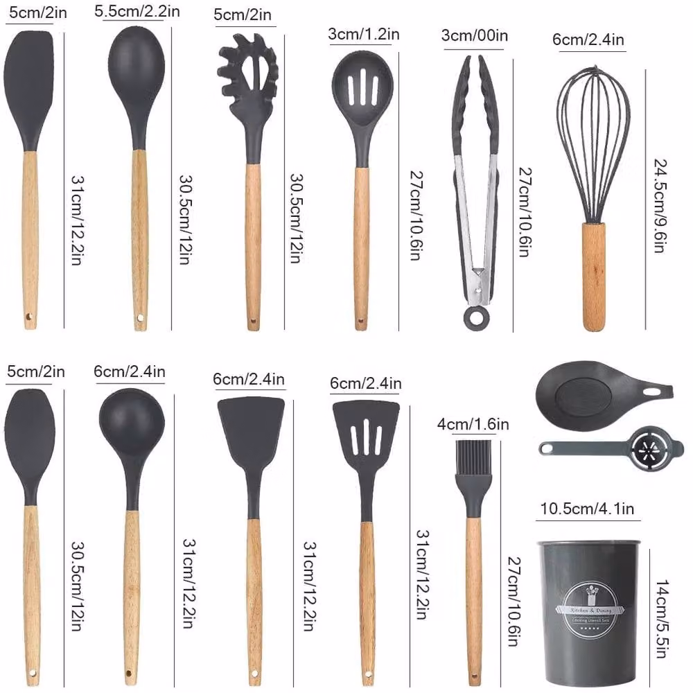 PAWNORA 14-Piece Black Silicone Kitchen Utensils Set – 2