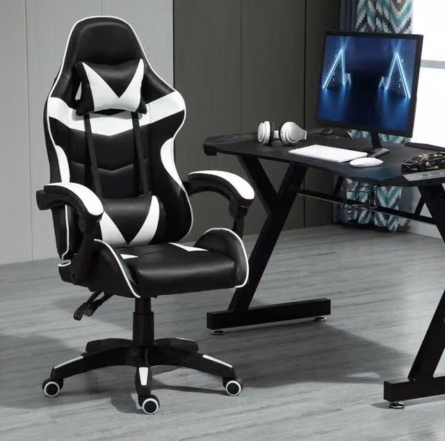 MCC Direct Neon Edge Gaming Chair in White with Tilt and Swivel Function – 1
