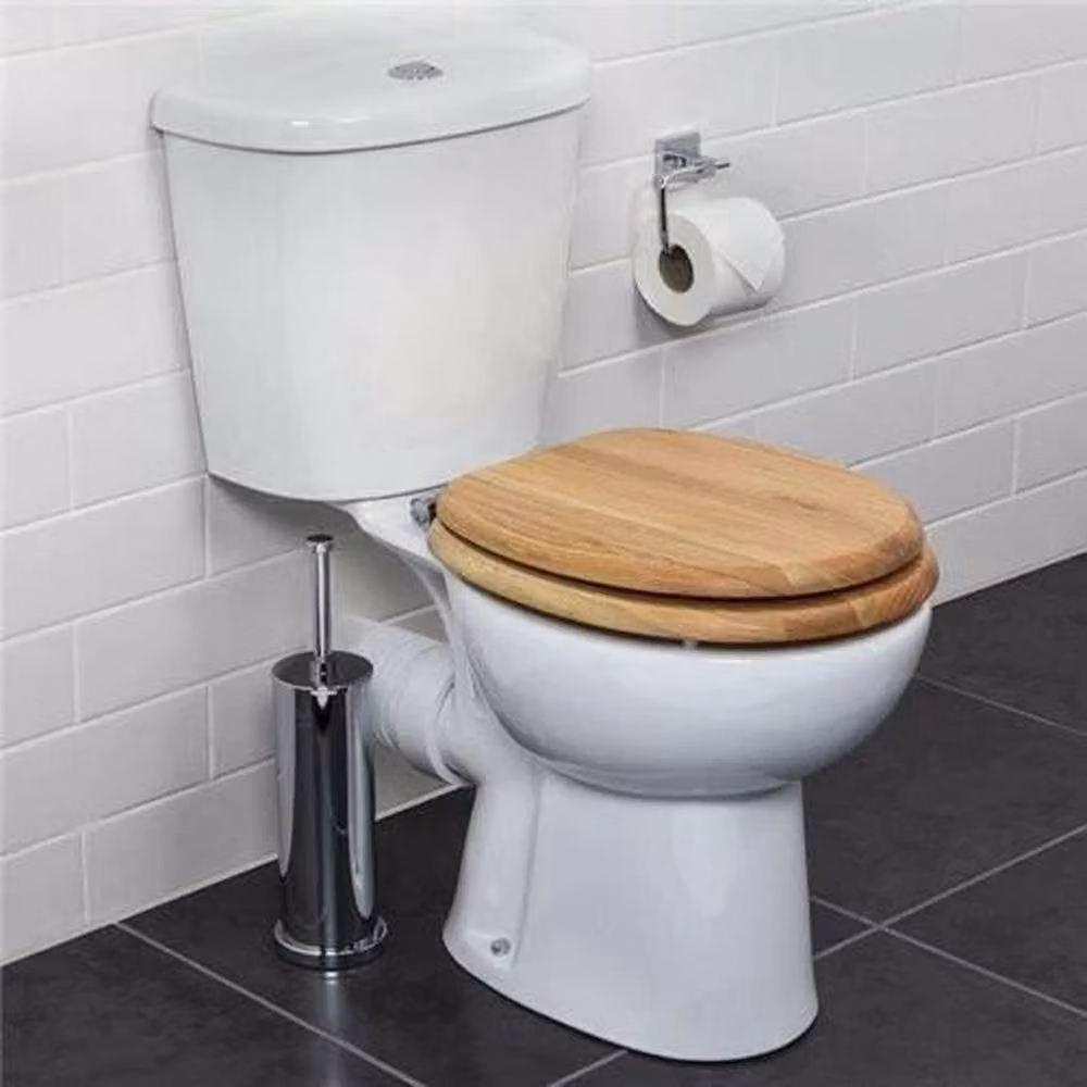 KORVIXA Flexi-Fix Rutland Soft Close Oval Toilet Seat, Brown, W: 52 cm – 2