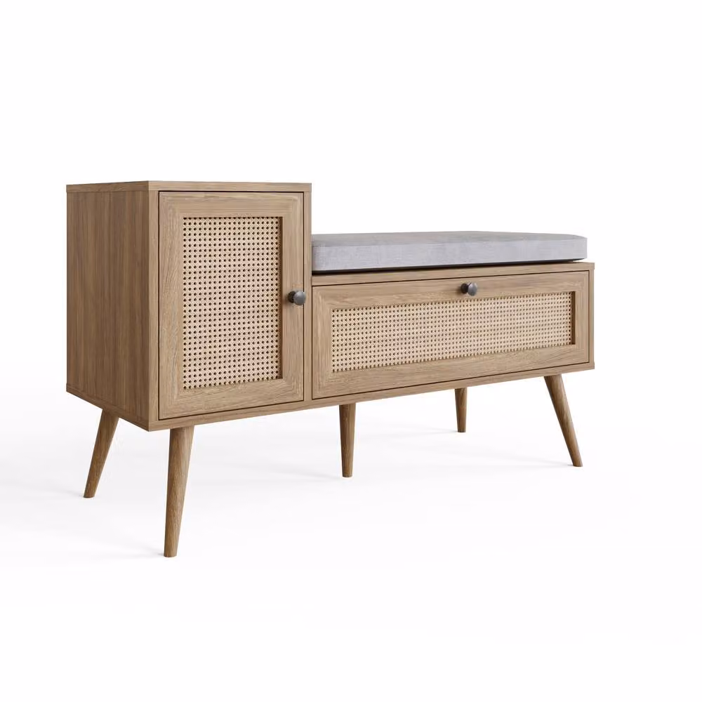 GFW Noor 2 Door Rattan Shoe Cabinet in Light Oak – 2