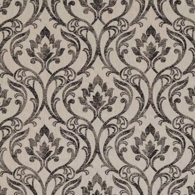 Clarke & Clarke Leyburn Fabric Charcoal Grey and Black