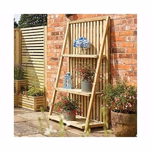 Rowlinson Rustic Wood Garden Planter Stand, Brown, W/D/H: 90 x 50 x 180 cm