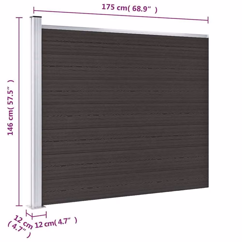 Berkfield Home WPC Fence Panel, Black, H 175 cm x W 146 cm – 5