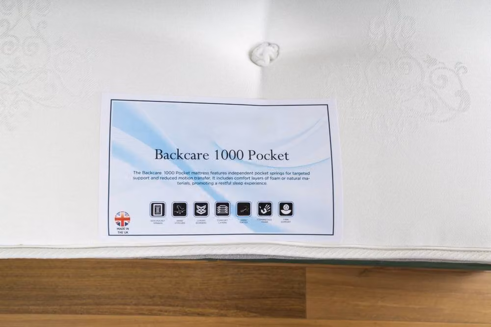 UK Bed Furniture Backcare 1000 Pocket Spring Mattress in White, Size: King (180 x 200 cm) – 3