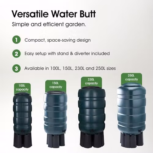 Whitefurze 100 l Green Freestanding Rain Barrel Kit with Stand and Connectors – 2