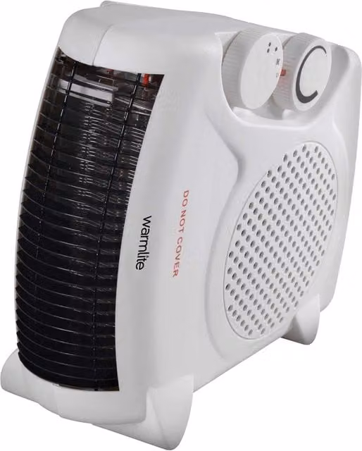 Warmlite 2000W Freestanding Fan Heater with Thermostat and Overheat Protection, White