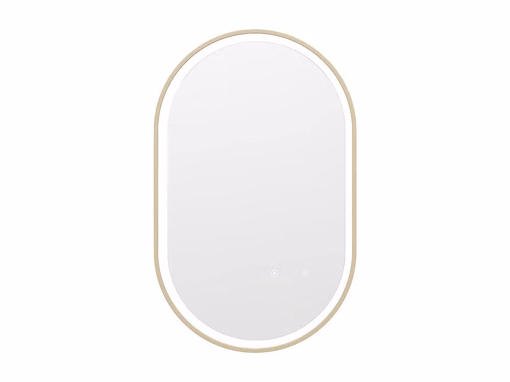Vente-unique Oval Illuminated Anti-Mist LED Bathroom Mirror with Gold Surround, W: 50 cm x H: 80 cm – 2