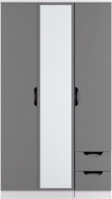 Ready Assembled 2 U Holborn Tall Triple Mirror and Drawer Wardrobe in Dark Grey – 1