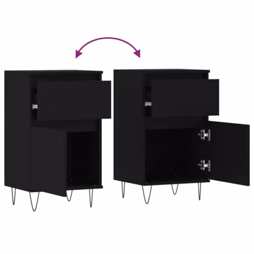 vidaXL Set of 2 Modern Black Sideboards, W/D/H: 40 x 35 x 70 cm – 3