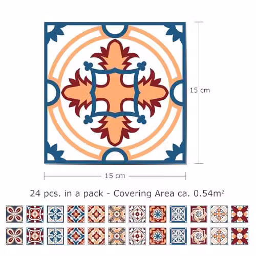 WALPLUS Westminster Geometric Square Wall Stickers, Multicolour, W/D/H: 15 x 15 x 15 cm – 2
