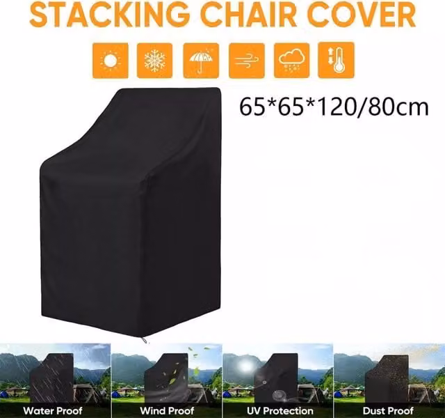 Kelvenix Waterproof High Back Dining Chair Cover in Black, W/D/H: 65 x 65 x 80/120 cm – 1