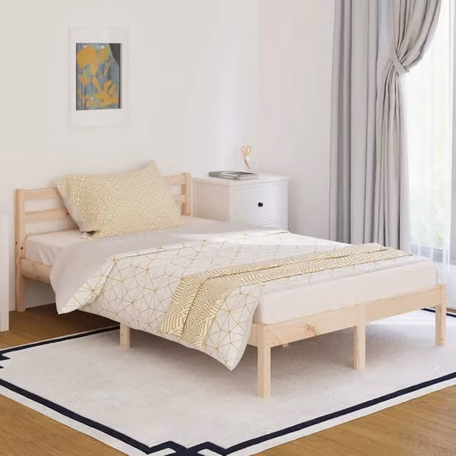 Berkfield Home Rustic Solid Wood Pine Day Bed in Brown, W/D/H: 120 x 200 cm
