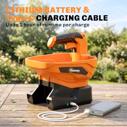 Outsunny Cordless Handheld Seed Spreader with Rechargeable Battery, Orange – 6