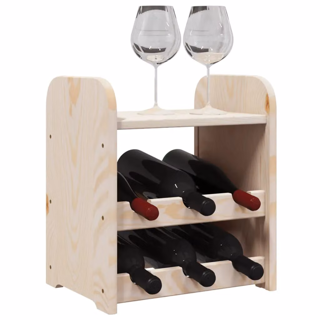 Berkfield Home Rustic Solid Wood Pine Wine Rack with Top Board in Brown W/D/H: 33 x 25 x 37 cm – 3