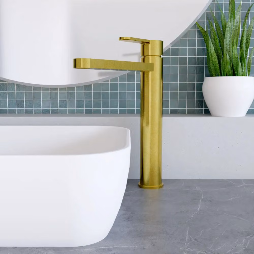 Balterley Pride Round High-Rise Mono Basin Mixer Tap in Brushed Brass – 2