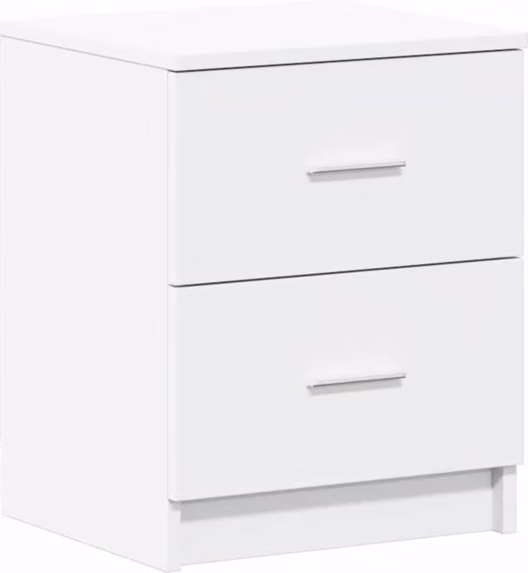 Berkfield Home Modern White Bedside Cabinet with 2 Drawers W/D/H: 40 x 36 x 50 cm