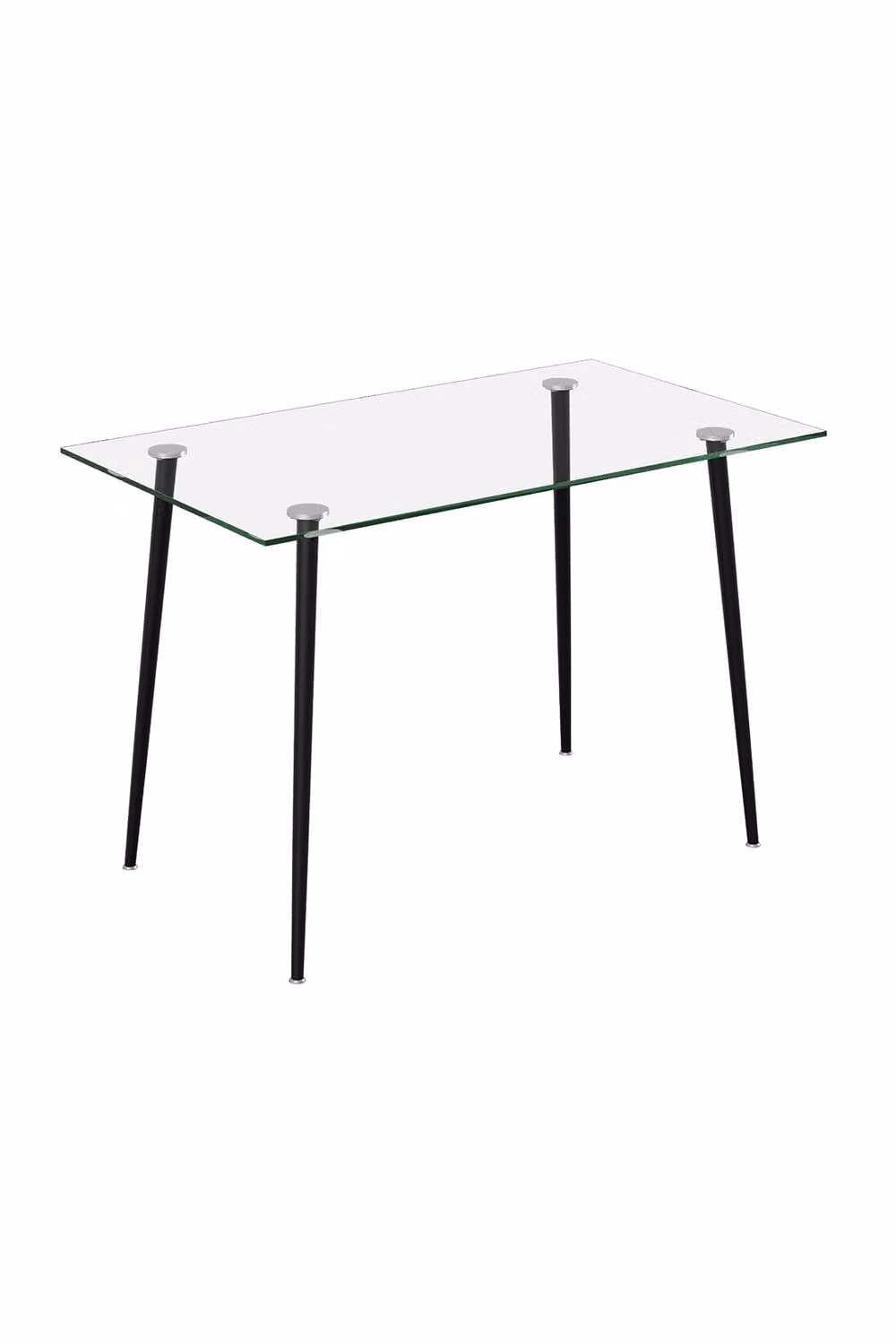 Living and Home Modern Rectangular Dining Table with Black Tempered Glass Top and Metal Legs – 2